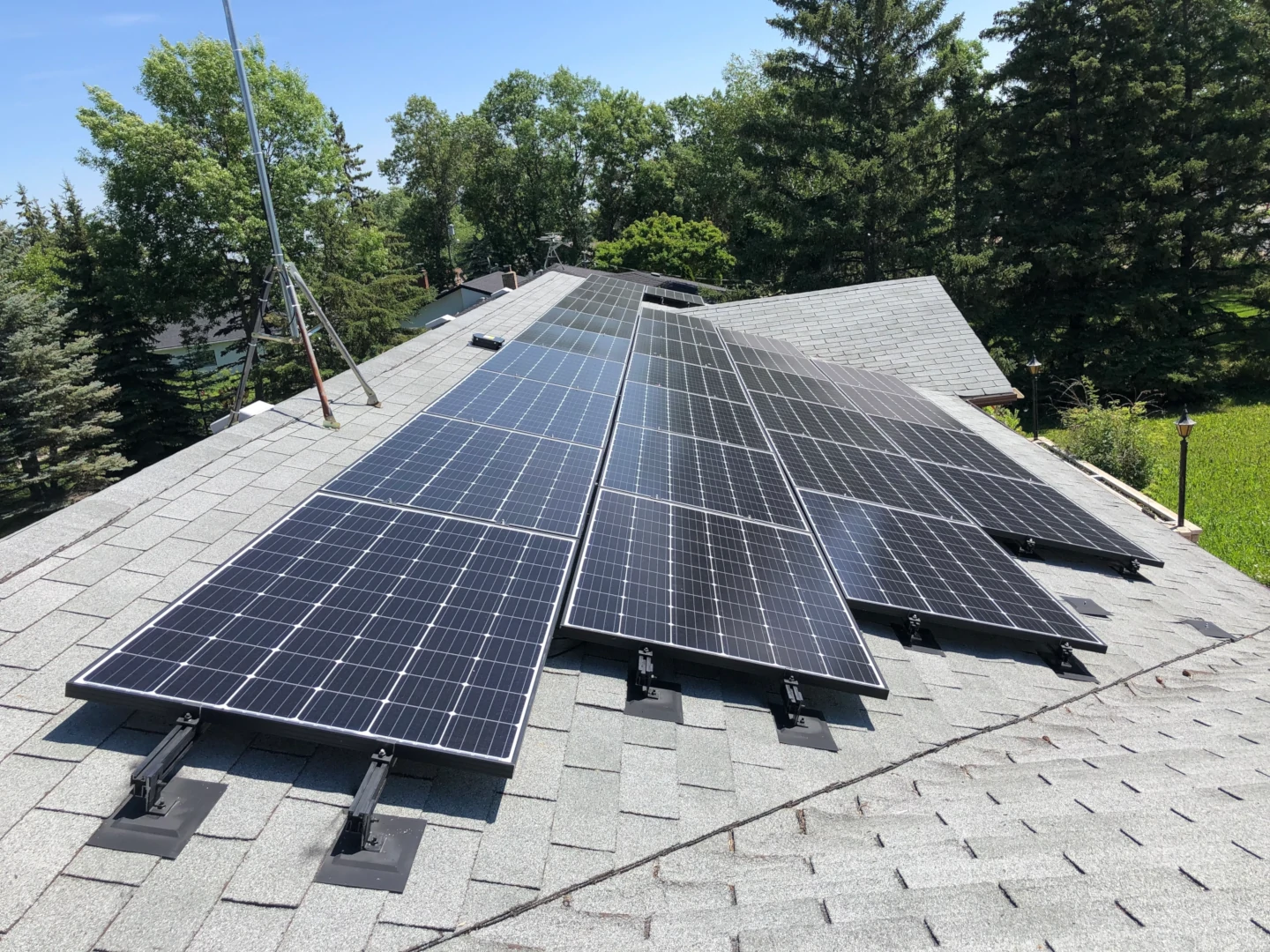 Grid Tied Solar Array Roof Mount Photovoltaic Efficiency Manitoba MB Hydro Permit LiORA Electric Manitoba Electrician
